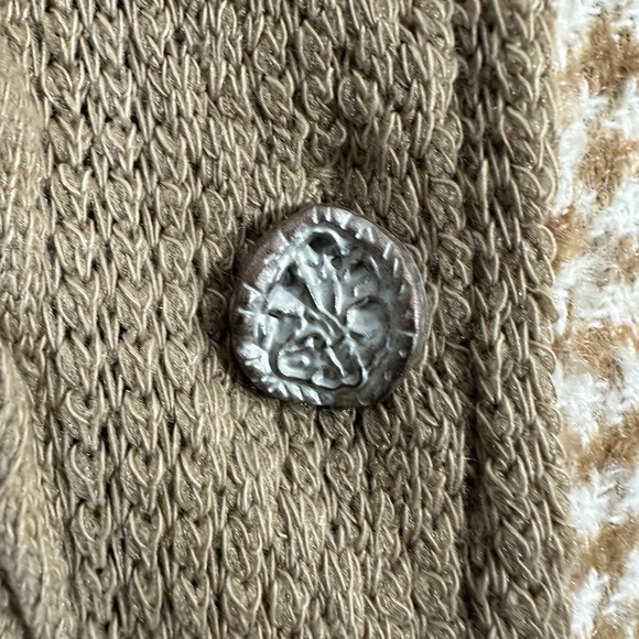 POL Women's M Houndstooth Panel Shacket Mocha Multi Oversized Button Bohemian - Picture 6 of 7